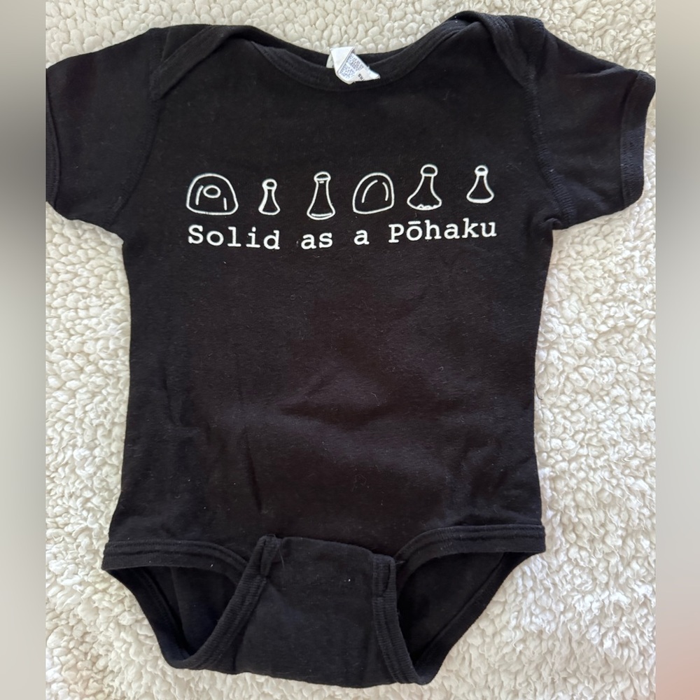 Solid as a pohaku. Black onesie 12 months
